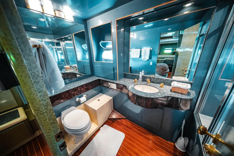 Slide: The Image of Luxurious bathroom in a 1992 Monte Fino 94 Motor Yacht with modern fixtures. - 13