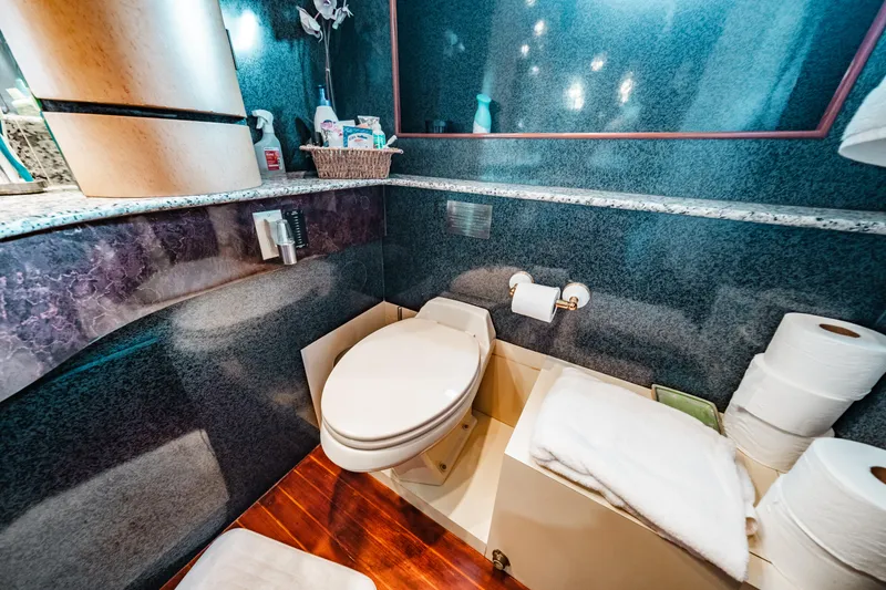 Slide: The Image of Luxurious bathroom on a 1992 Monte Fino 94 Motor Yacht with modern amenities. - 43
