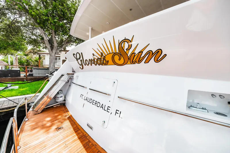 Slide: The Image of Monte Fino 94 Motor Yacht 1992 docked, named Gloria's Sun, Ft. Lauderdale, FL. - 47