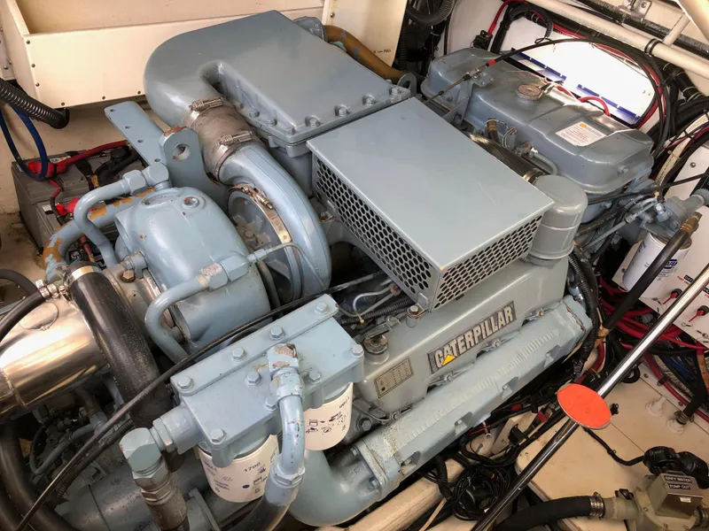 Slide: The Image of Engine room of a 1997 Tiara Yachts 3700 Open with Caterpillar engine. - 10