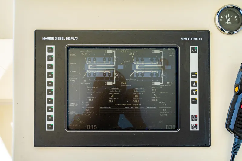 Slide: The Image of Marine diesel display on 2007 Hinckley Talaria 55 FB boat dashboard. - 40
