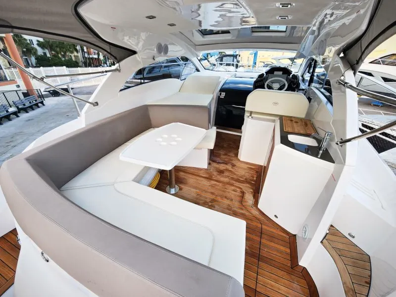 Slide: The Image of Luxurious interior of 2024 Sessa Marine C36 OB yacht with elegant seating and modern design. - 10