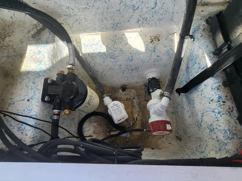 Slide: The Image of Bilge area of 2024 ALK2 Powerboats 18 CRS with pump and wiring. - 15