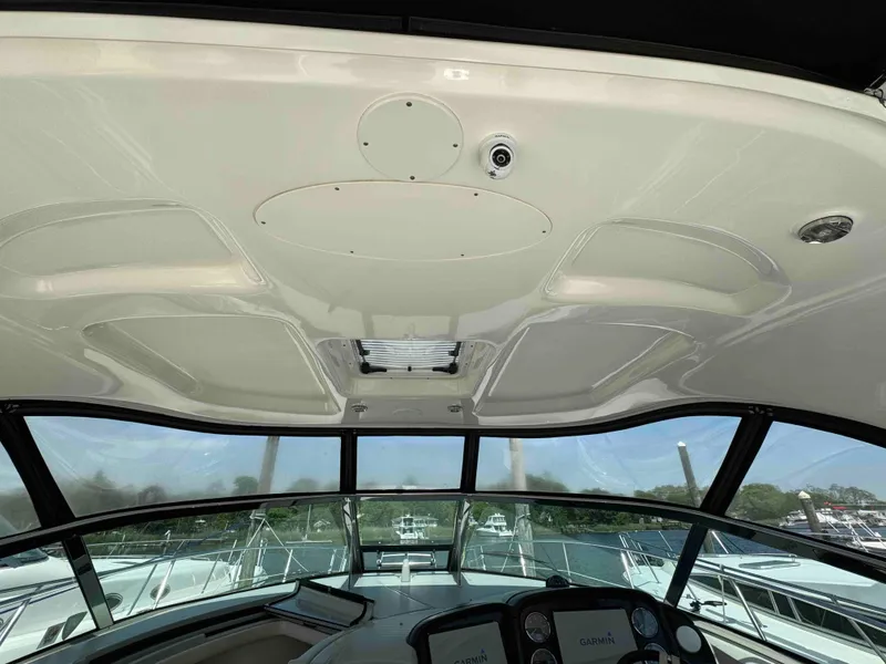 Slide: The Image of View from the helm of a 2010 Sea Ray 390 Sundancer yacht. - 17