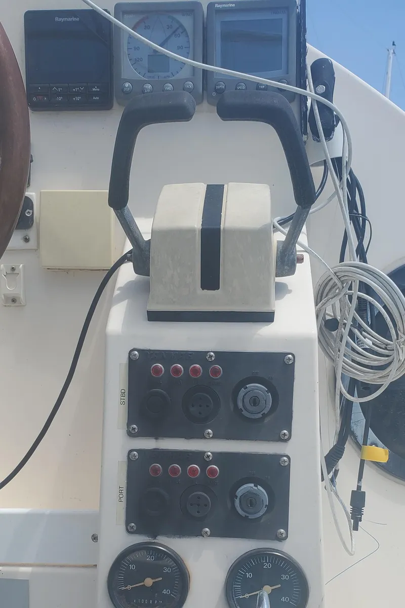 Slide: The Image of Control panel of a 1992 Fountaine Pajot Antigua 37 catamaran. - 19