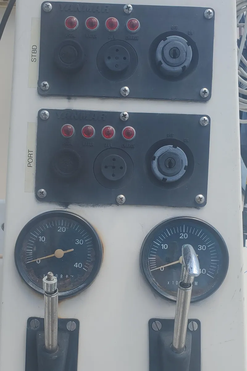 Slide: The Image of Control panel of a 1992 Fountaine Pajot Antigua 37 catamaran. - 22