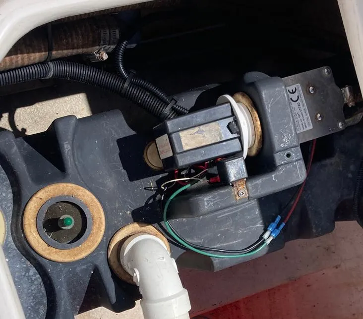 Slide: The Image of Electrical component and wiring inside a 2014 Marlago 35 boat. - 45