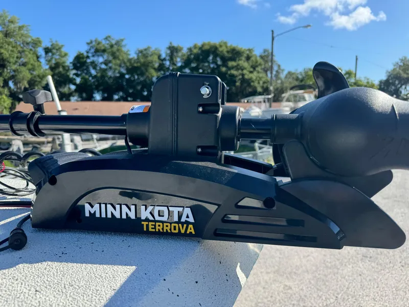 Slide: The Image of Minn Kota Terrova trolling motor on a 2024 Ranger RB210 boat. - 3