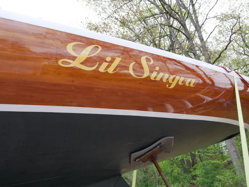 Slide: The Image of 1935 Custom 44' 30-Square Meter Sailing Yacht Lil Singva with polished wooden hull. - 13