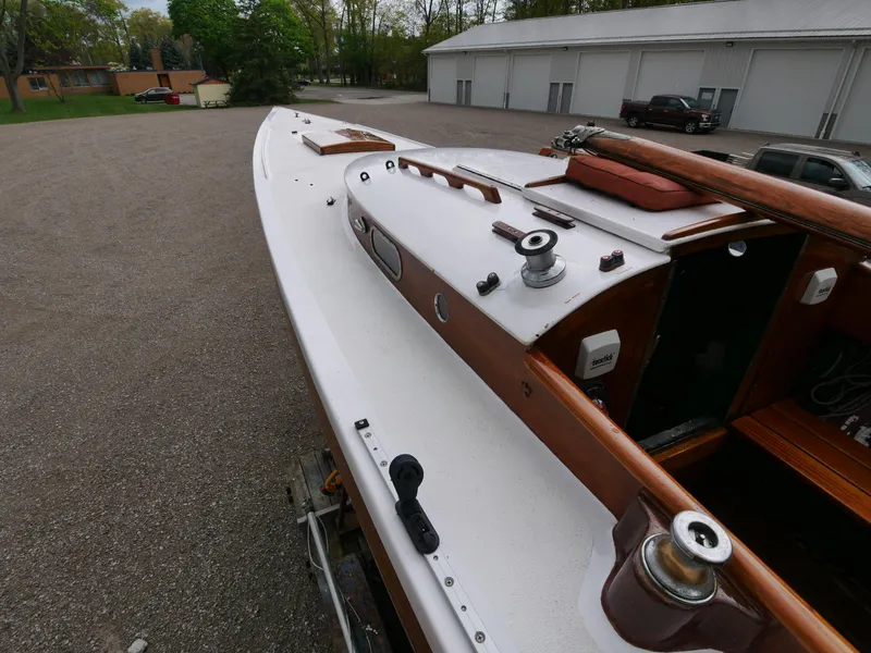 Slide: The Image of 1935 Custom 44' 30-Square Meter Sailing Yacht deck view, showcasing wooden and white details. - 27