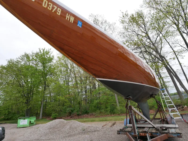 Slide: The Image of 1935 Custom 44' 30-Square Meter Sailing Yacht on dry dock for maintenance. - 6