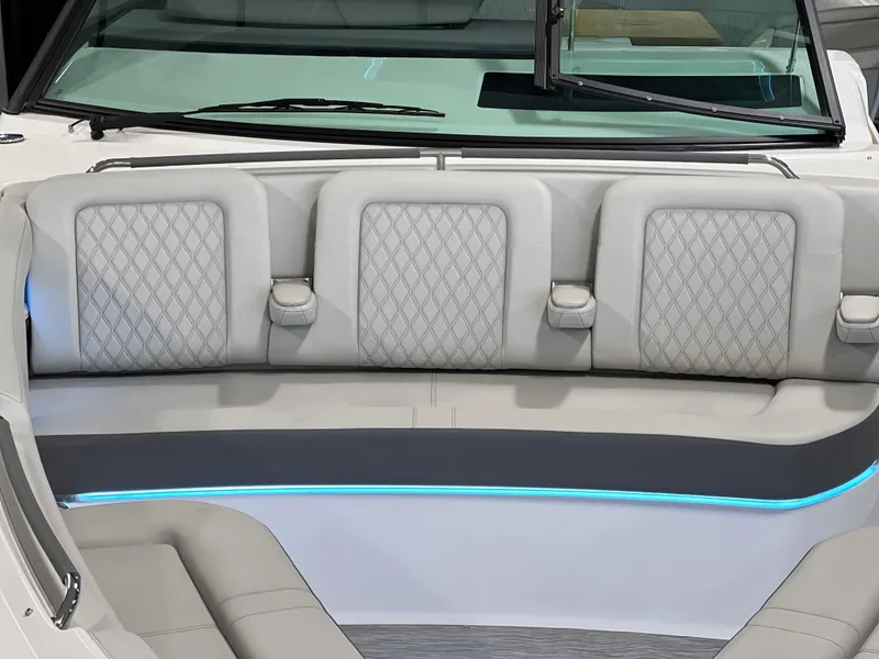 Slide: The Image of 2024 Sea Ray SLX 400 boat interior with luxurious seating and modern design. - 3