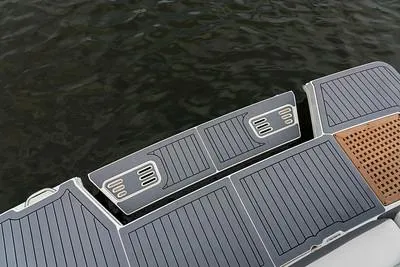 Slide: The Image of 2024 Sea Ray SLX 400 swim platform with non-slip decking. - 90