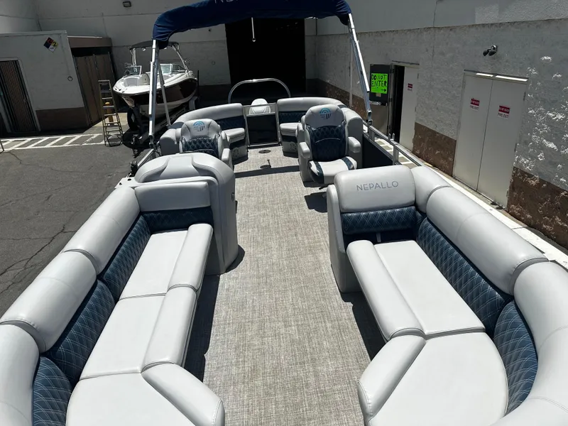 Slide: The Image of 2022 Nepallo CW24-ST24QL pontoon boat with spacious seating and canopy. - 8