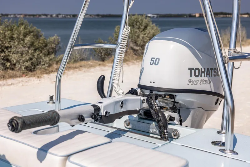 Slide: The Image of 2008 Hell's Bay Waterman 16 with Tohatsu 50 Four Stroke outboard motor. - 15