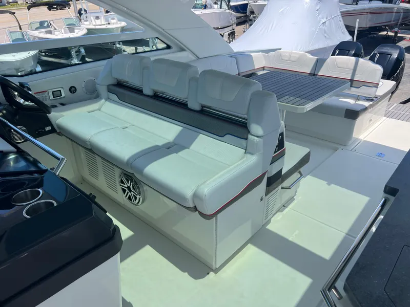 Slide: The Image of 2017 Formula 430 Super Sport Crossover boat interior with spacious seating area. - 21