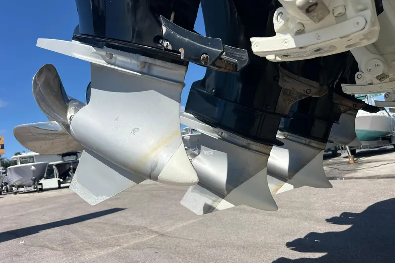 Slide: The Image of Close-up of 2017 Formula 430 Super Sport Crossover boat propellers. - 40