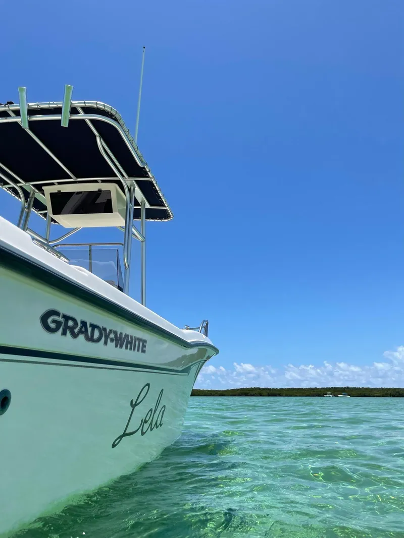 Slide: The Image of 1999 Grady-White 209 ESCAPE boat on clear water under blue sky. - 3
