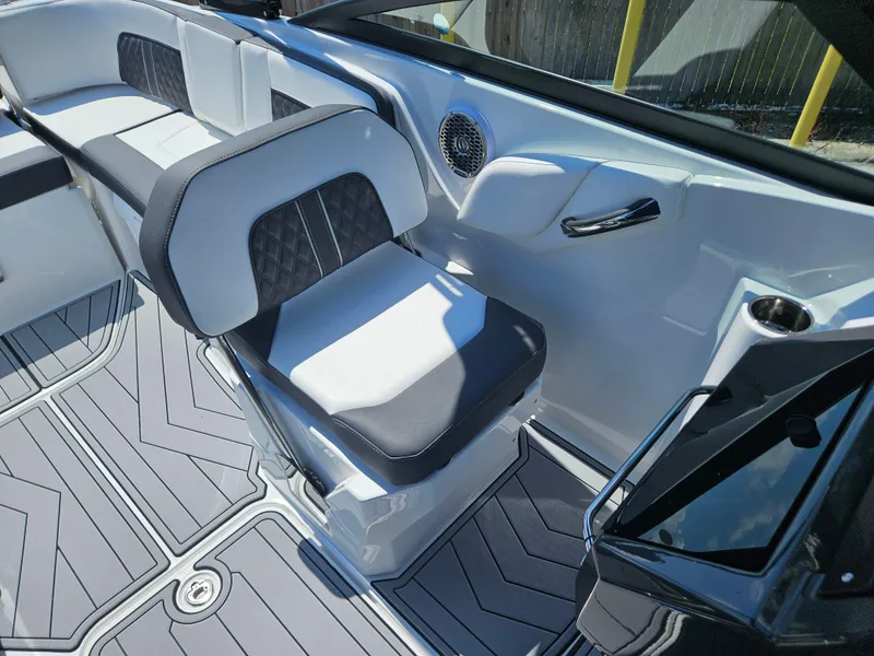 Slide: The Image of Luxurious interior of 2025 Monterey M-65 boat with sleek seating and modern design. - 27
