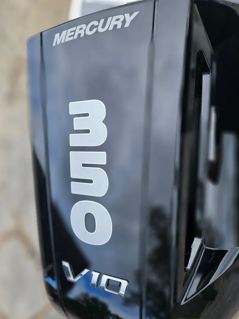 Slide: The Image of Mercury 350 V10 engine on a 2025 Monterey M-65 boat. - 6