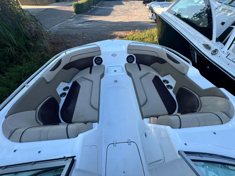 Slide: The Image of 2023 Hurricane SunDeck 2200 DC OB boat interior with spacious seating and modern design. - 14