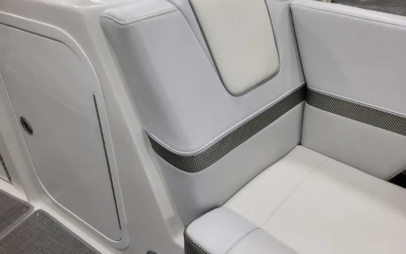 Slide: The Image of 2025 Formula 330 Crossover Bowrider I/O interior seating with sleek, modern design. - 31