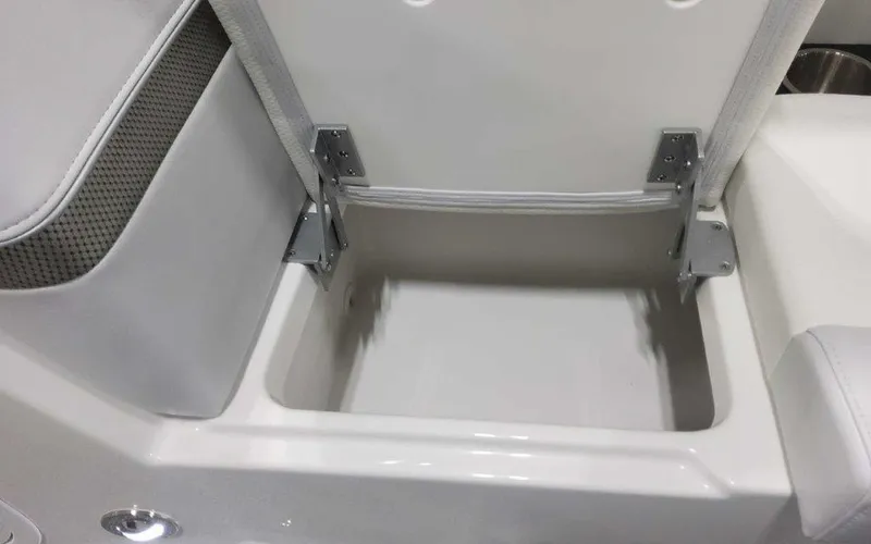 Slide: The Image of Storage compartment in 2025 Formula 330 Crossover Bowrider I/O boat, showcasing interior space. - 34