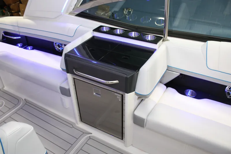 Slide: The Image of 2027 Formula 330 Crossover Bowrider I/O interior with sleek seating and modern amenities. - 22