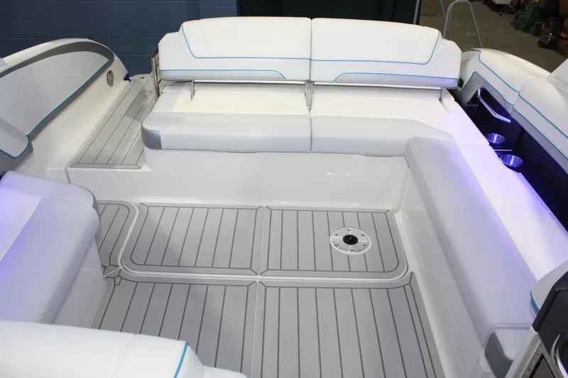 Slide: The Image of 2027 Formula 330 Crossover Bowrider I/O interior with sleek seating and modern design. - 17