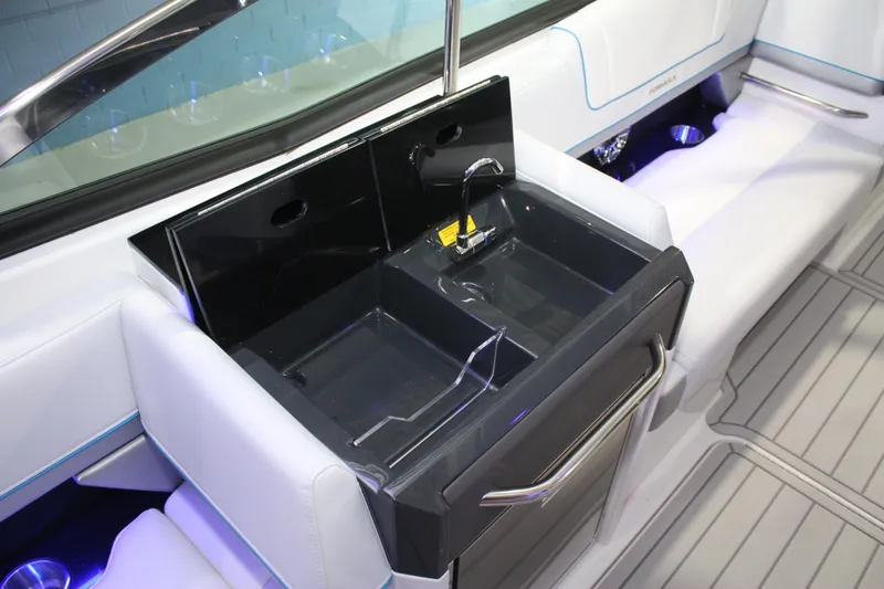 Slide: The Image of 2027 Formula 330 Crossover Bowrider I/O interior with sleek sink and modern design. - 23