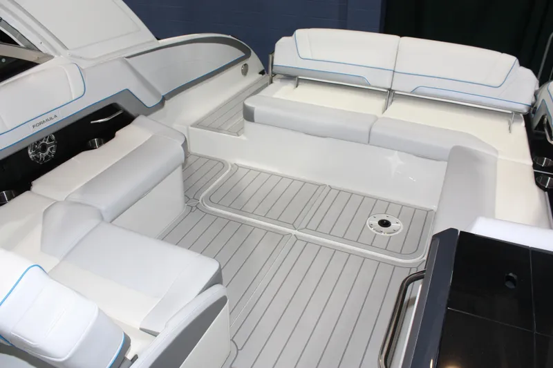 Slide: The Image of 2027 Formula 330 Crossover Bowrider I/O interior with spacious seating and sleek design. - 16