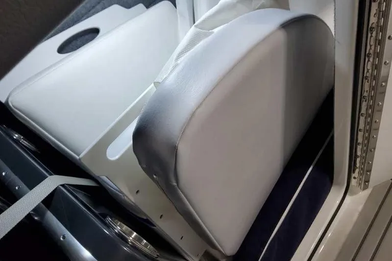 Slide: The Image of 2027 Formula 330 Crossover Bowrider I/O interior seating detail with white upholstery. - 31