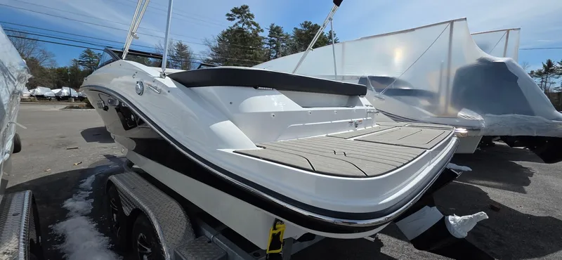 Slide: The Image of 2025 Sea Ray SPX 190 boat on trailer, sleek design, outdoor setting. - 3