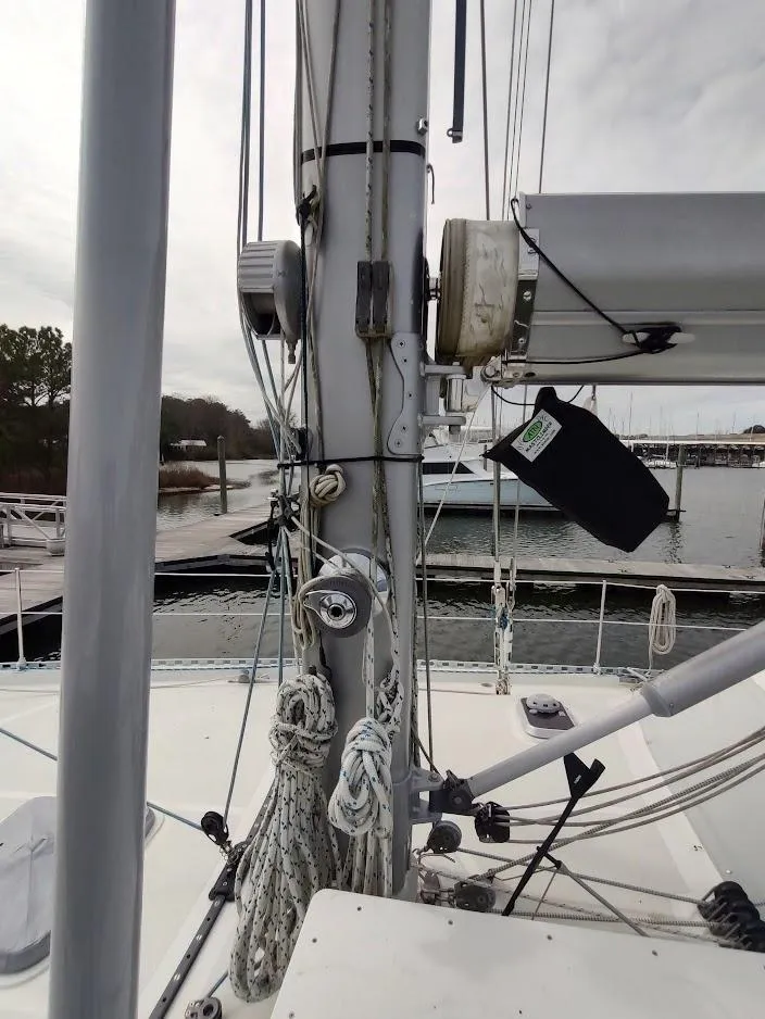 Slide: The Image of Mast and rigging of 2005 Stevens Custom 53/56 sailboat at marina dock. - 16