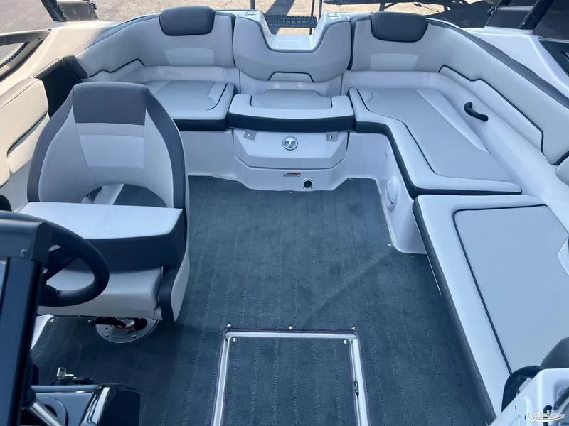 Slide: The Image of 2025 Yamaha Boats AR190 interior with spacious seating and modern design. - 3