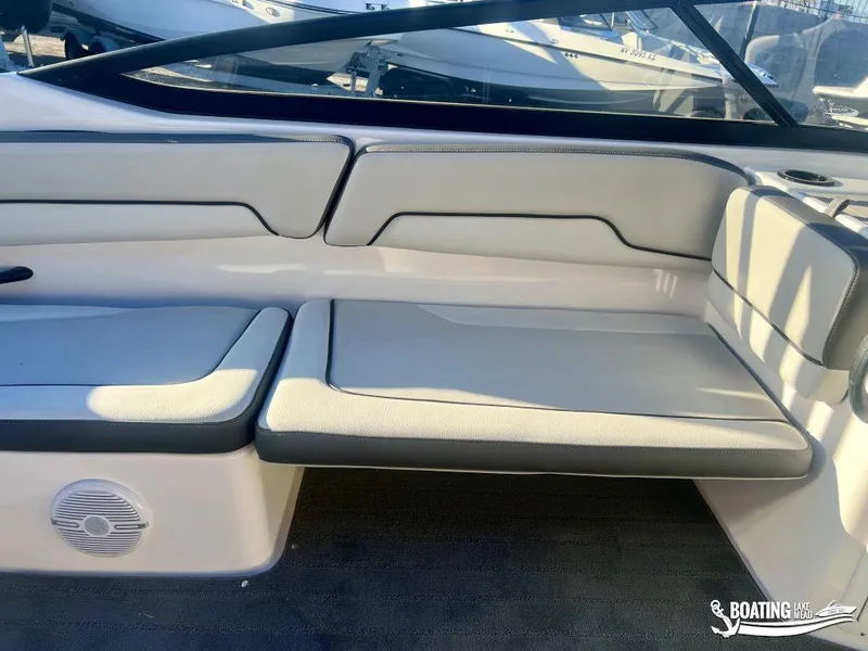 Slide: The Image of 2025 Yamaha AR190 boat interior seating with sleek, modern design and comfortable upholstery. - 5
