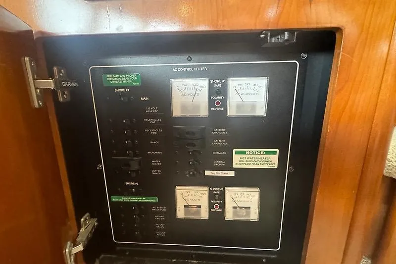 Slide: The Image of Electrical control panel on a 2004 Carver 366 Motor Yacht. - 30