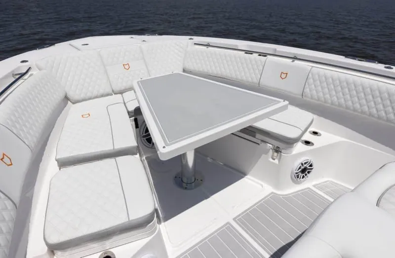 Slide: The Image of Luxurious seating area on the 2025 Sea Fox 368 Commander Center Console boat. - 20