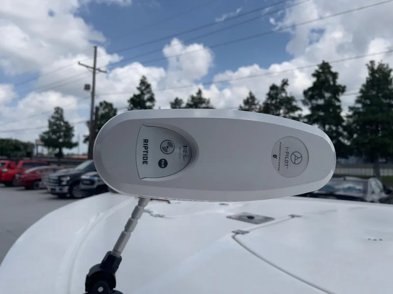 Slide: The Image of Close-up of a 2019 Tidewater 2410 Bay Max boat with a Riptide trolling motor. - 35