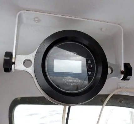 Slide: The Image of Depth gauge on 1961 Rhodes Swiftsure boat, featuring Corinthian II Datamarine display. - 22