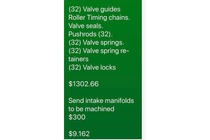 Slide: The Image of Engine parts list and costs for 2004 Fountain 35 Executioner boat maintenance. - 30