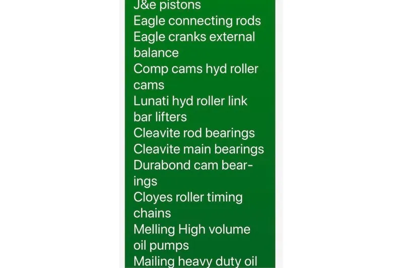 Slide: The Image of 2004 Fountain 35 Executioner engine parts list on green background. - 32