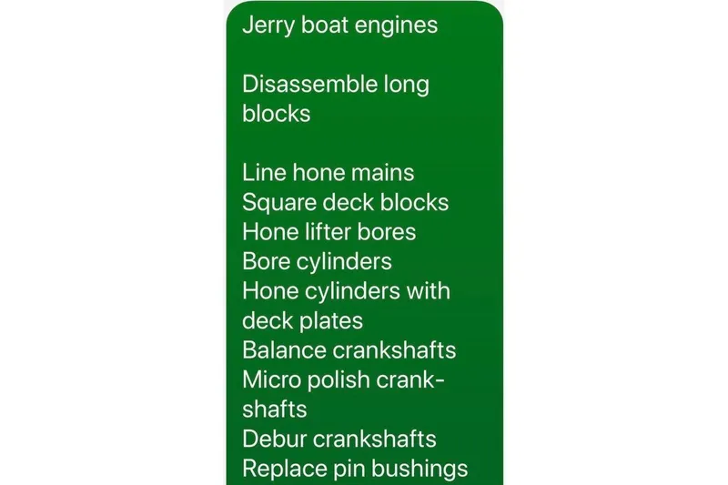 Slide: The Image of Text detailing engine maintenance steps for a 2004 Fountain 35 Executioner boat. - 34