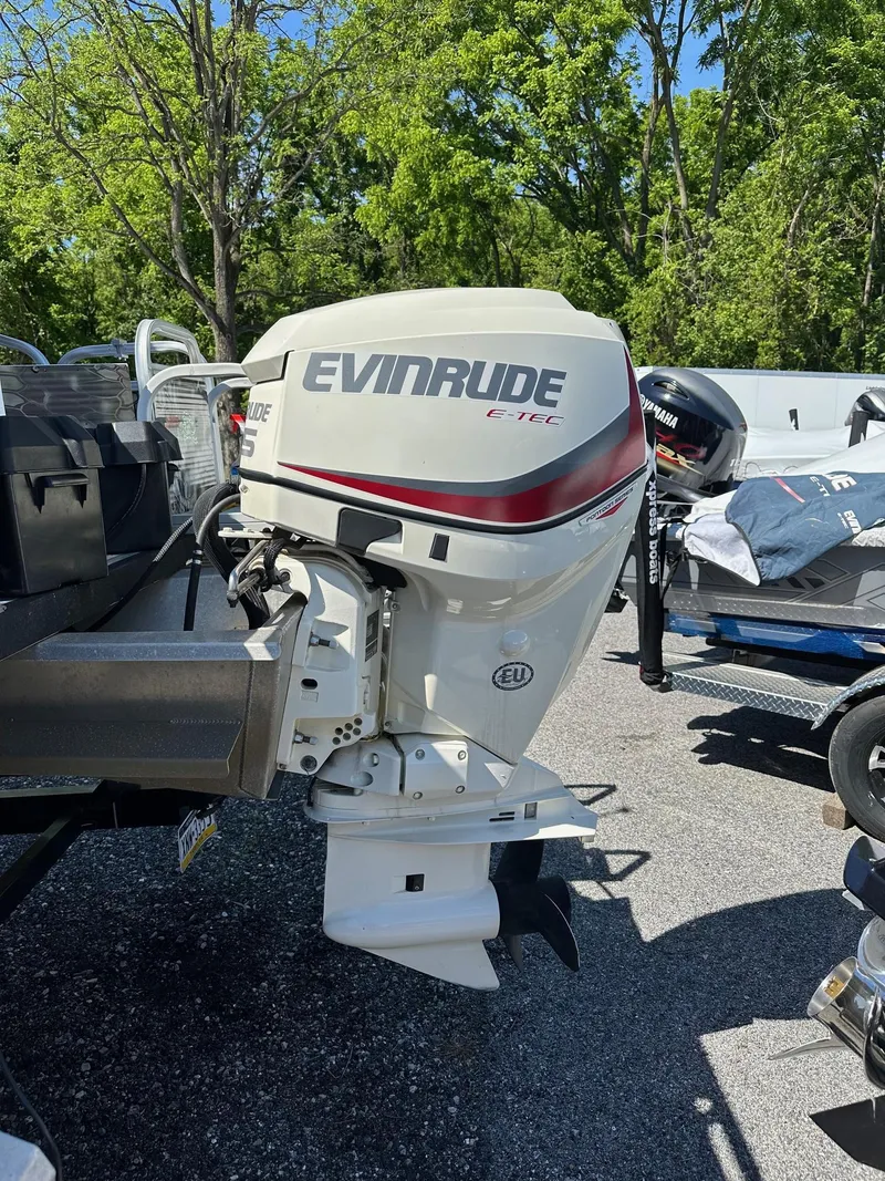 Slide: The Image of Evinrude E-TEC outboard motor on Avalon 2225 Fish boat, 22' fishing, 2019 model. - 10