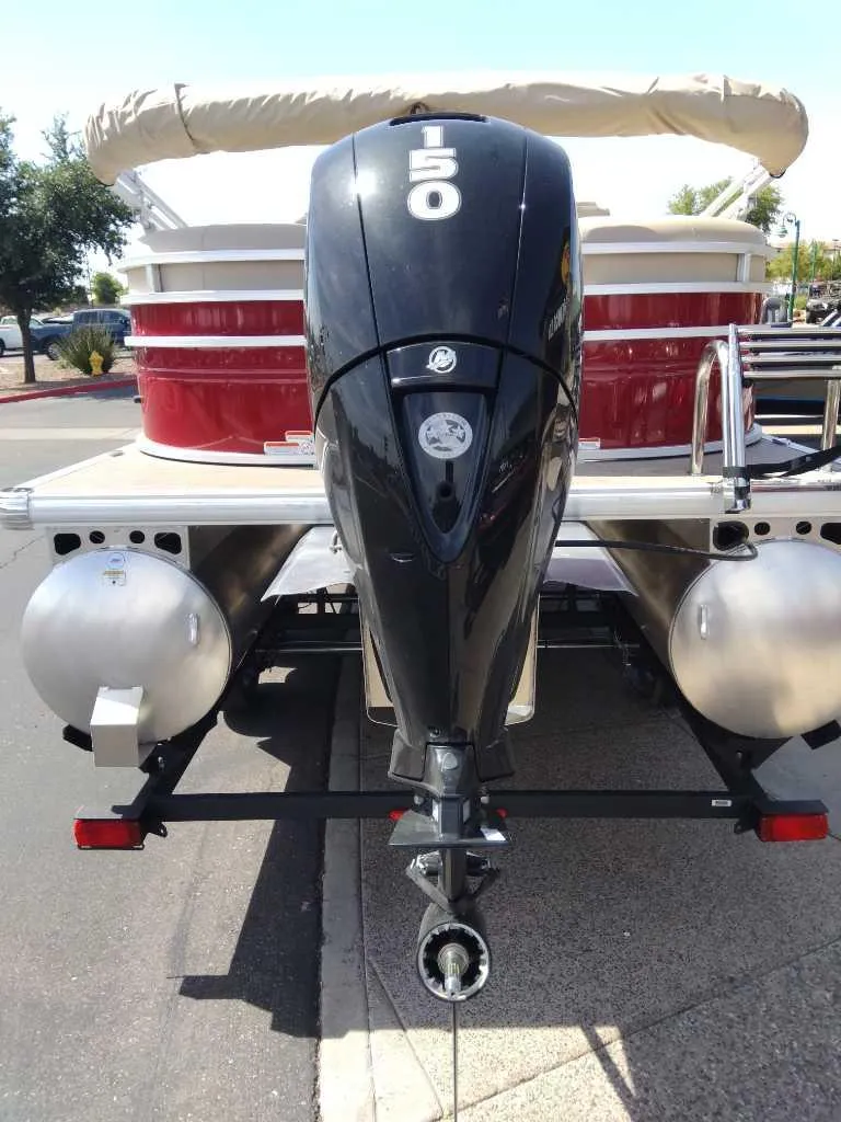 Slide: The Image of 2024 Sun Tracker Party Barge 24 DLX with 150 HP outboard motor. - 4