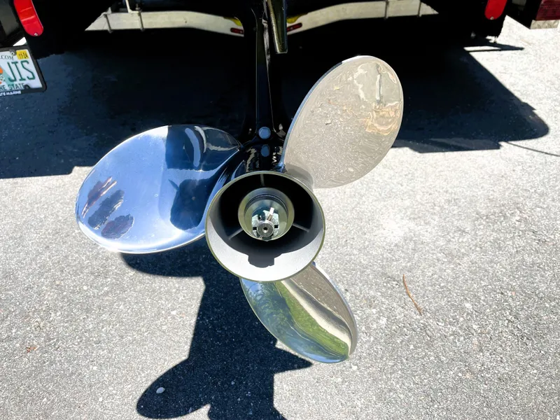 Slide: The Image of Close-up of a 2022 Sea Pro 219 Center Console boat propeller. - 18