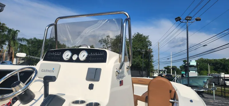 Slide: The Image of 2022 Pioneer 180 Islander boat dashboard with Garmin navigation system. - 7