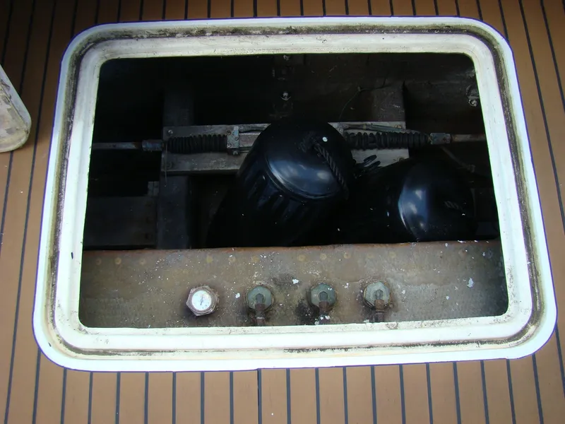 Slide: The Image of Engine compartment of a 1985 Jersey Dawn 40 boat. - 19