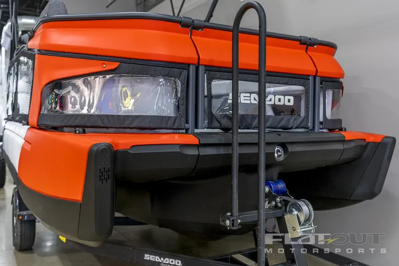 Slide: The Image of 2024 Sea-Doo SWITCH Cruise-18 230HP rear view on trailer. - 2