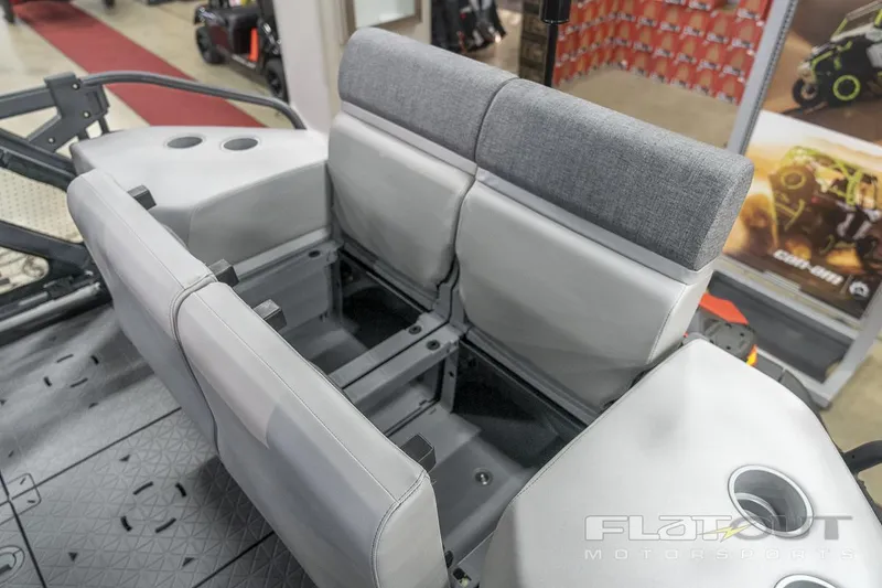 Slide: The Image of 2024 Sea-Doo SWITCH CRUISE 18 230HP interior seating with gray upholstery. - 14